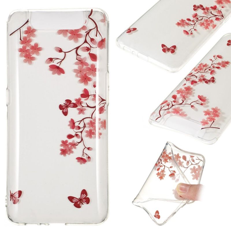 Coque Samsung Galaxy A90 / A80 Transparente Arbre Fleuri