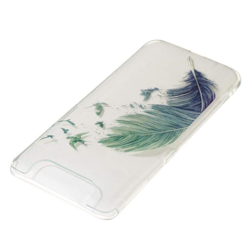 Coque Samsung Galaxy A90 / A80 Transparente Plume Colorée