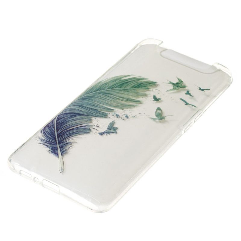 Coque Samsung Galaxy A90 / A80 Transparente Plume Colorée