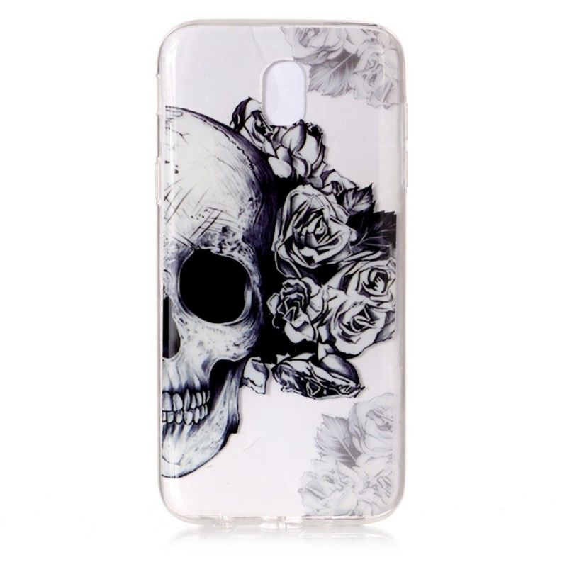 Coque Samsung Galaxy J3 2017 Transparente Tête De Mort Fleurie