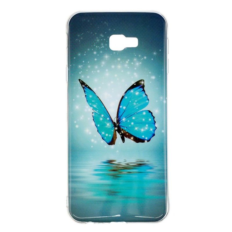 Coque Samsung Galaxy J4 Plus Papillon Bleu Fluorescente