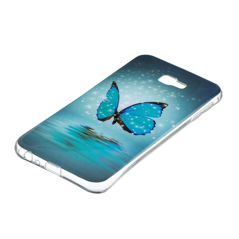 Coque Samsung Galaxy J4 Plus Papillon Bleu Fluorescente