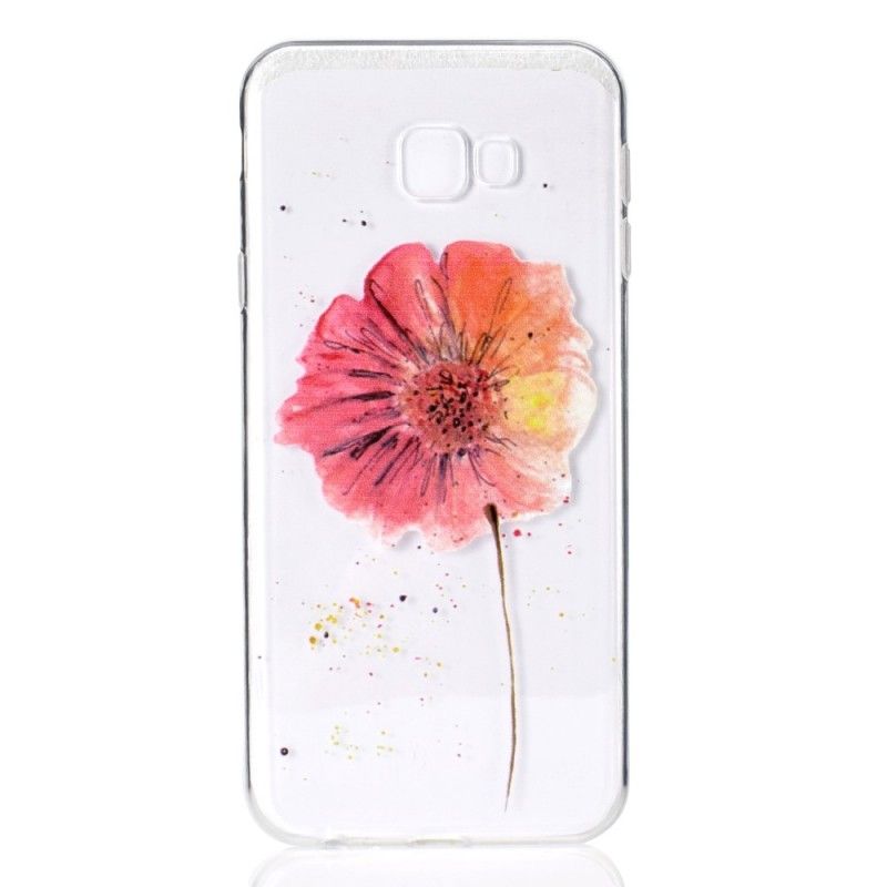 Coque Samsung Galaxy J4 Plus Transparente Coquelicot Aquarelle