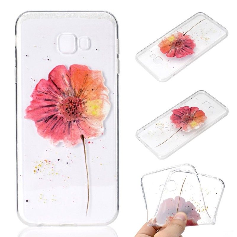 Coque Samsung Galaxy J4 Plus Transparente Coquelicot Aquarelle