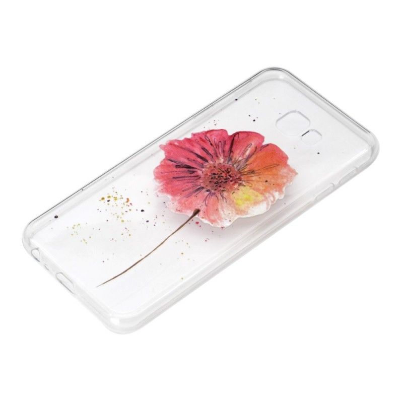 Coque Samsung Galaxy J4 Plus Transparente Coquelicot Aquarelle