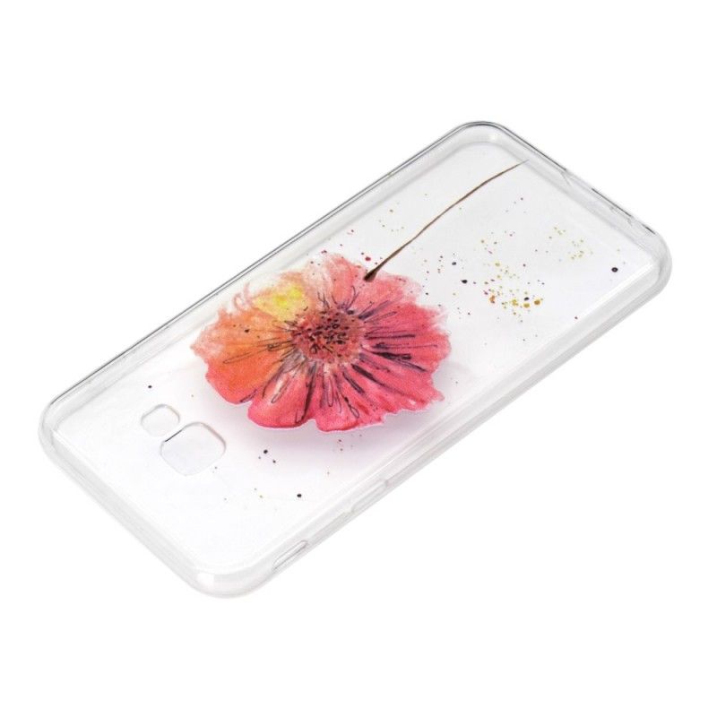 Coque Samsung Galaxy J4 Plus Transparente Coquelicot Aquarelle