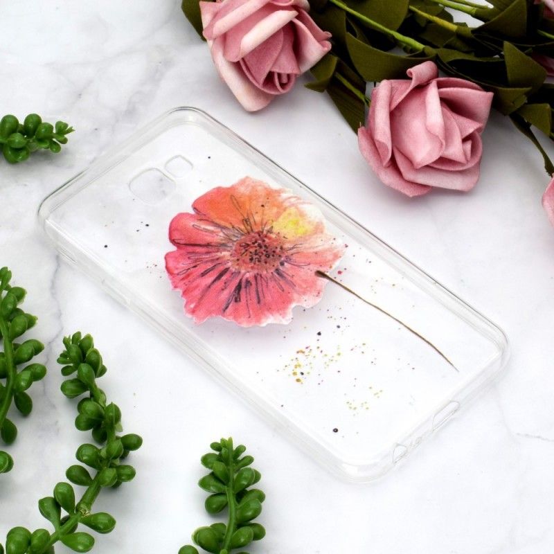 Coque Samsung Galaxy J4 Plus Transparente Coquelicot Aquarelle