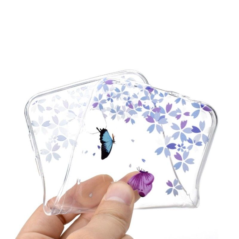 Coque Samsung Galaxy J4 Plus Transparente Papillons Et Fleurs