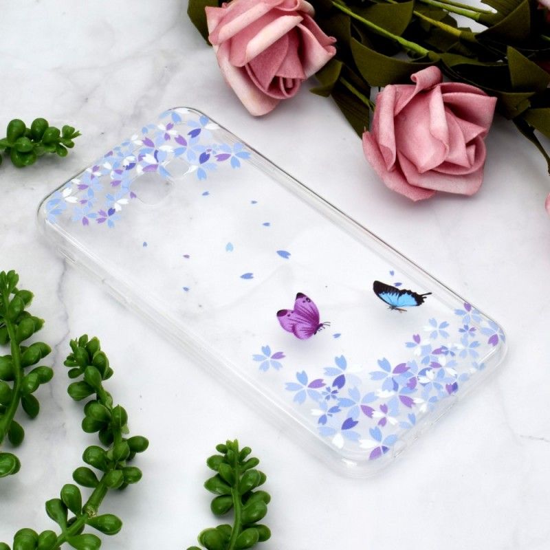 Coque Samsung Galaxy J4 Plus Transparente Papillons Et Fleurs