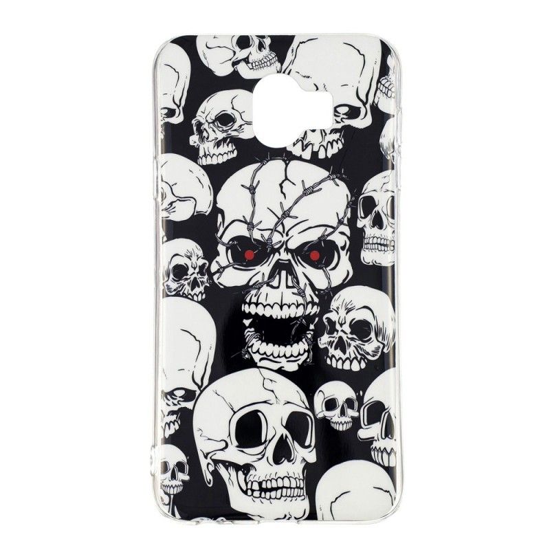 Coque Samsung Galaxy J6 Attention Têtes De Mort Fluorescente