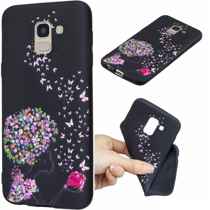 Coque Samsung Galaxy J6 Femme À La Tête Fleurie