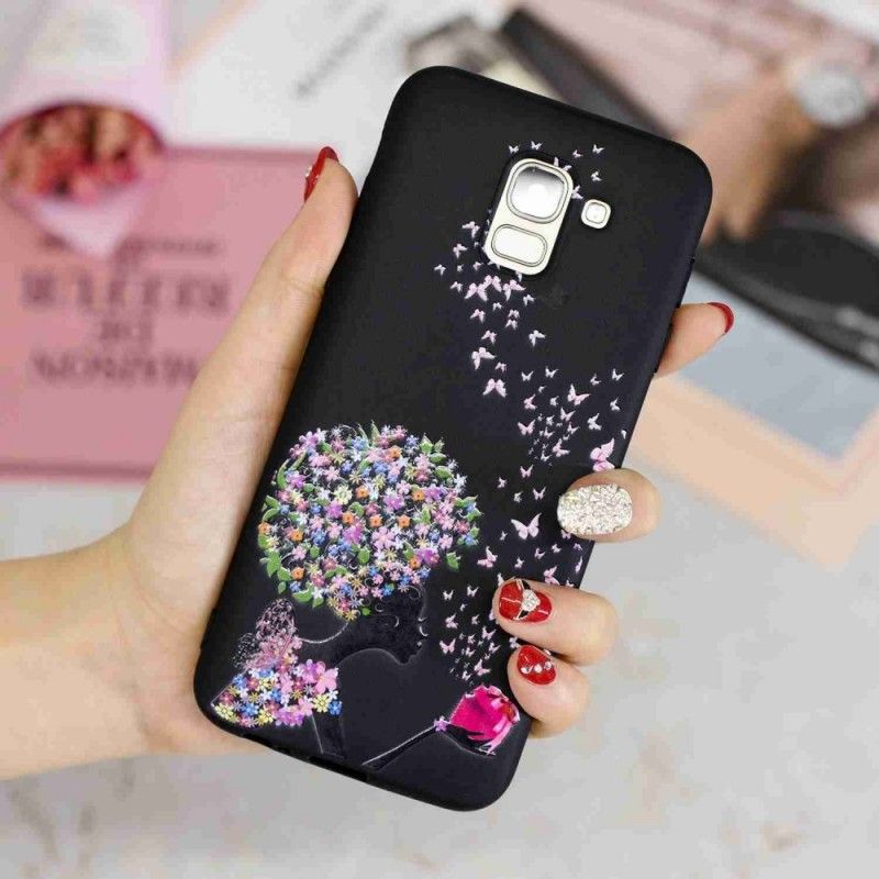 Coque Samsung Galaxy J6 Femme À La Tête Fleurie