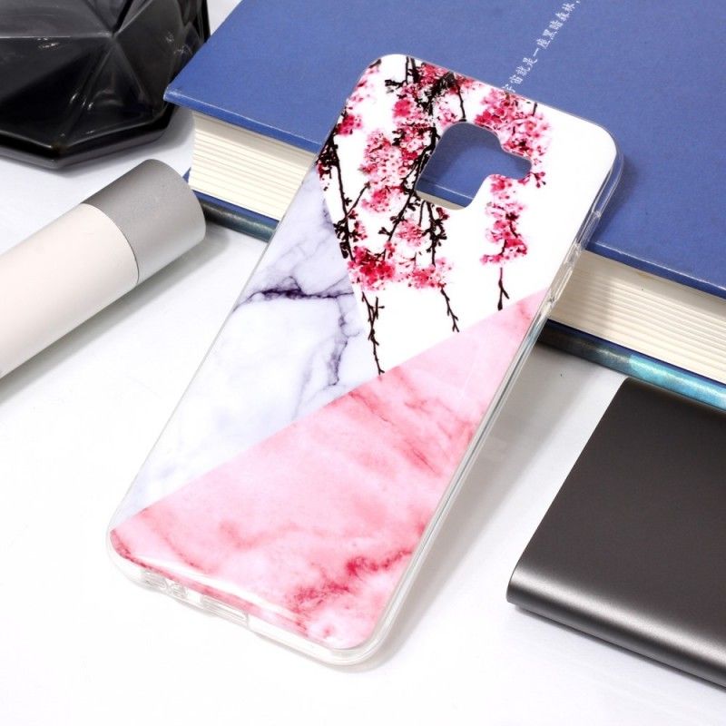 Coque Samsung Galaxy J6 Marbrée Fleurs De Prunier