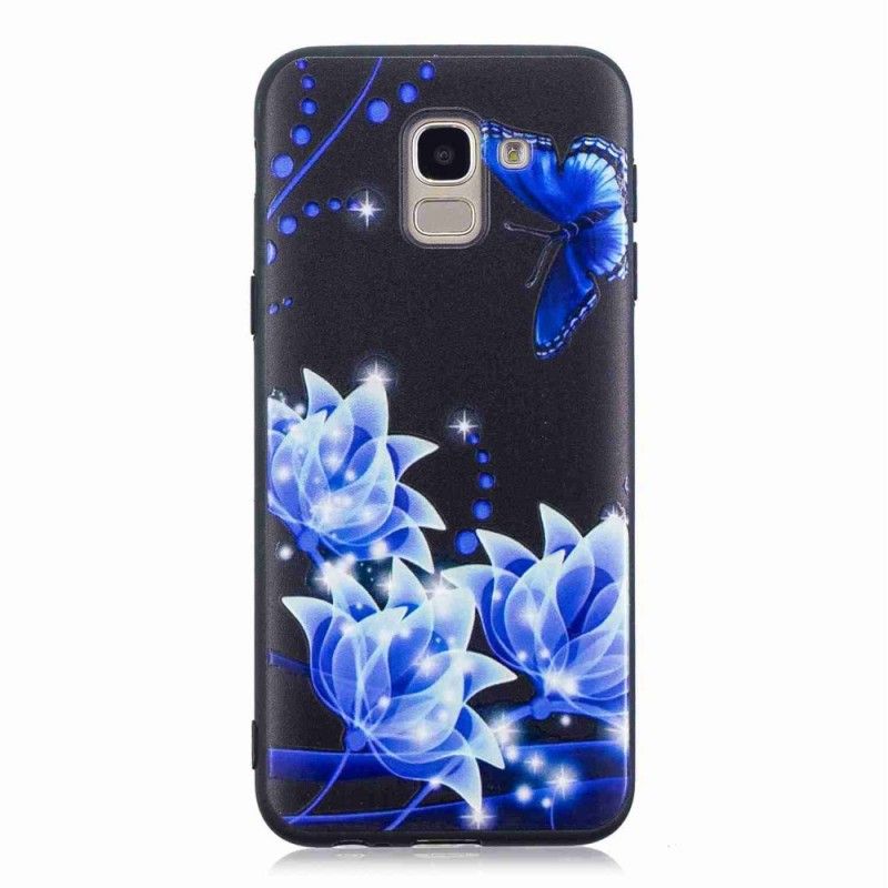 Coque Samsung Galaxy J6 Papillon Et Fleurs Bleus