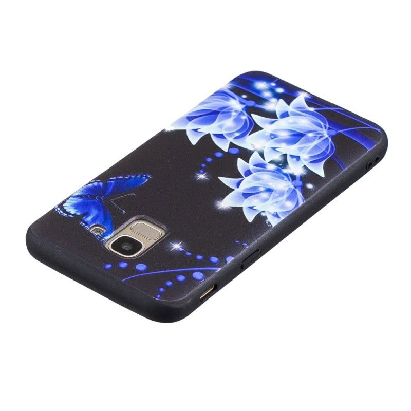 Coque Samsung Galaxy J6 Papillon Et Fleurs Bleus