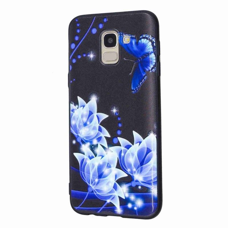 Coque Samsung Galaxy J6 Papillon Et Fleurs Bleus