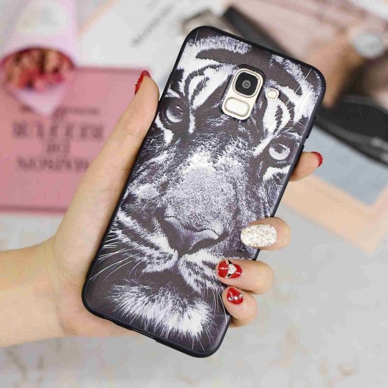 Coque Samsung Galaxy J6 Tigre Noir Et Blanc