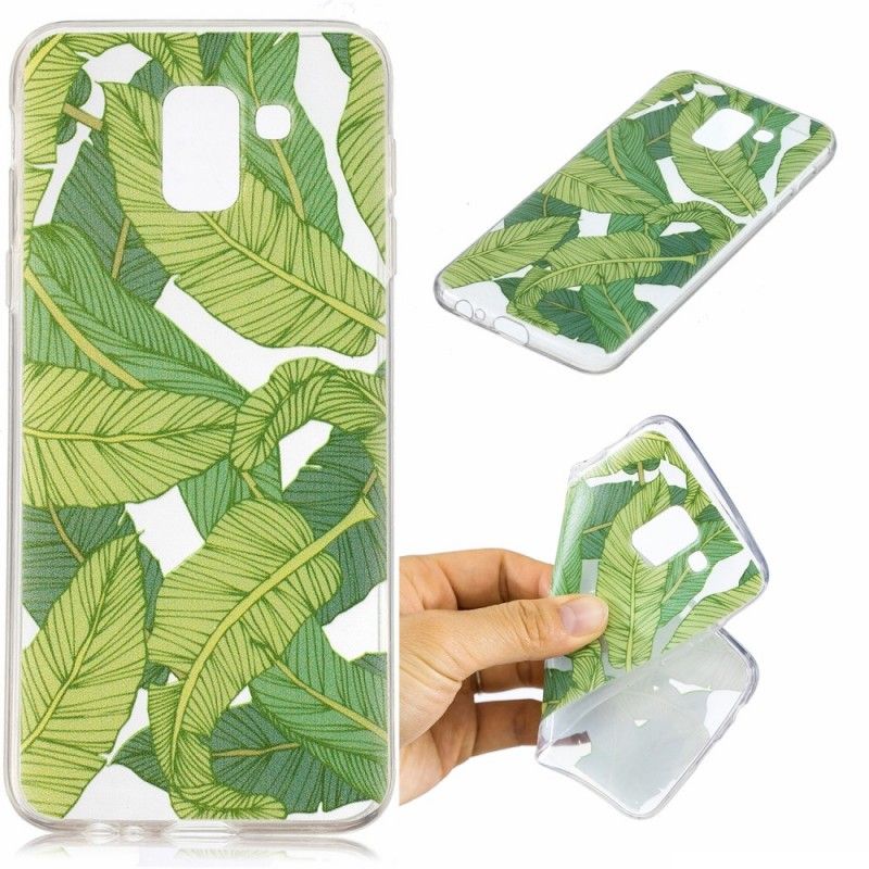 Coque Samsung Galaxy J6 Transparente Feuilles Graphiques