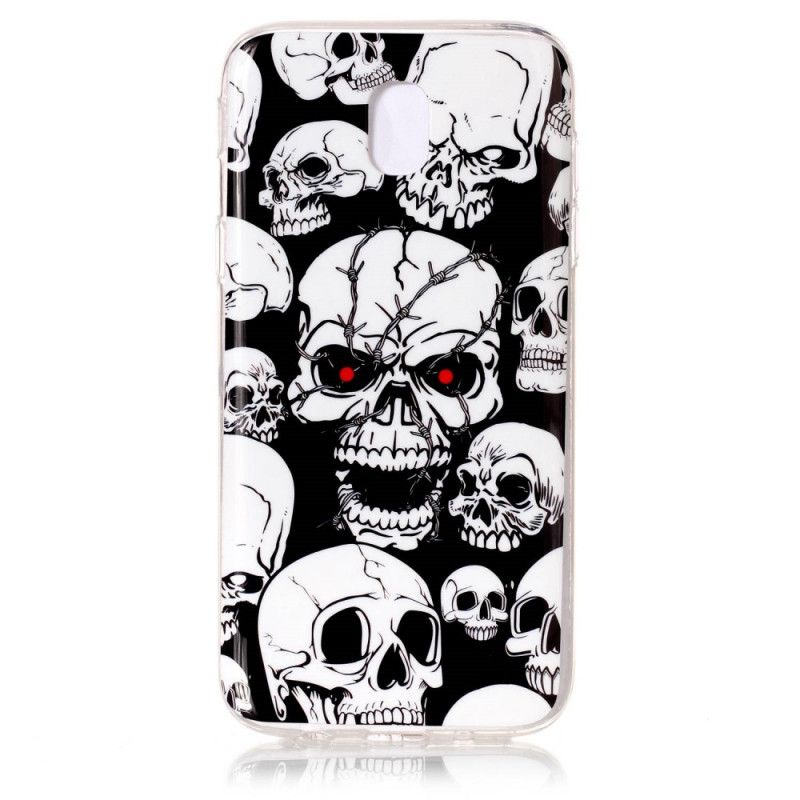 Coque Samsung Galaxy J7 2017 Attention Têtes De Mort Fluorescente