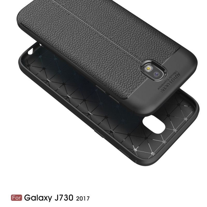 Coque Samsung Galaxy J7 2017 Effet Cuir Litchi Double Line