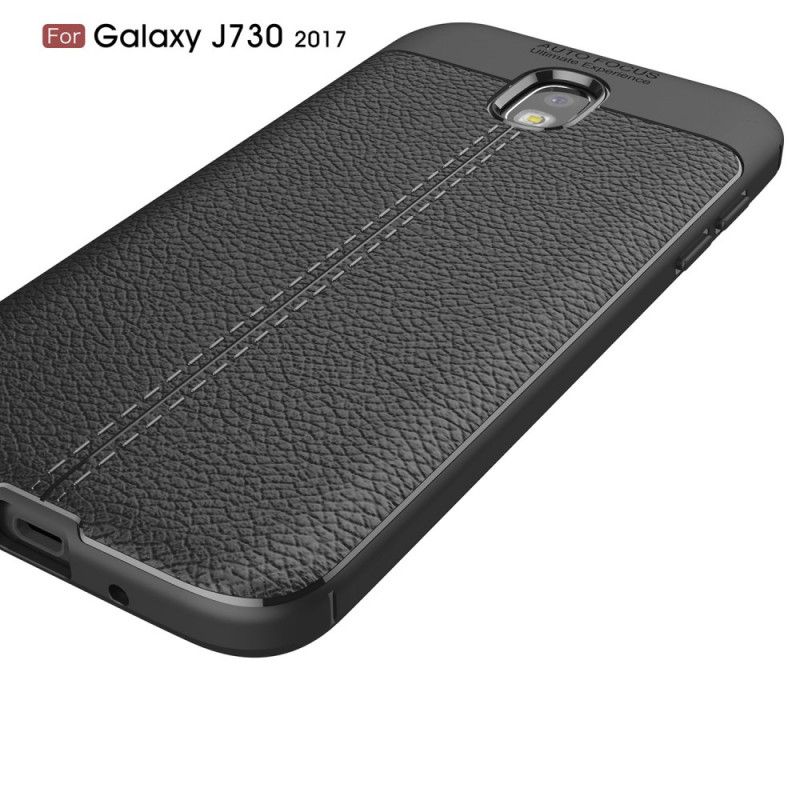 Coque Samsung Galaxy J7 2017 Effet Cuir Litchi Double Line