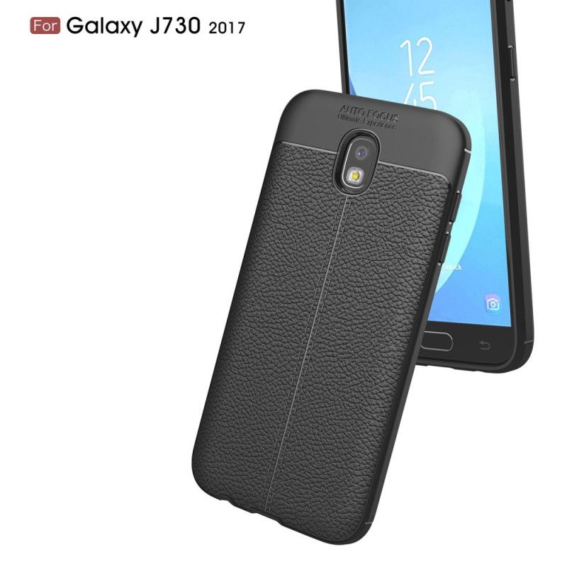 Coque Samsung Galaxy J7 2017 Effet Cuir Litchi Double Line