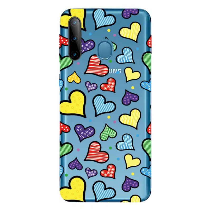 Coque Samsung Galaxy M11 Coeurs Multicolores