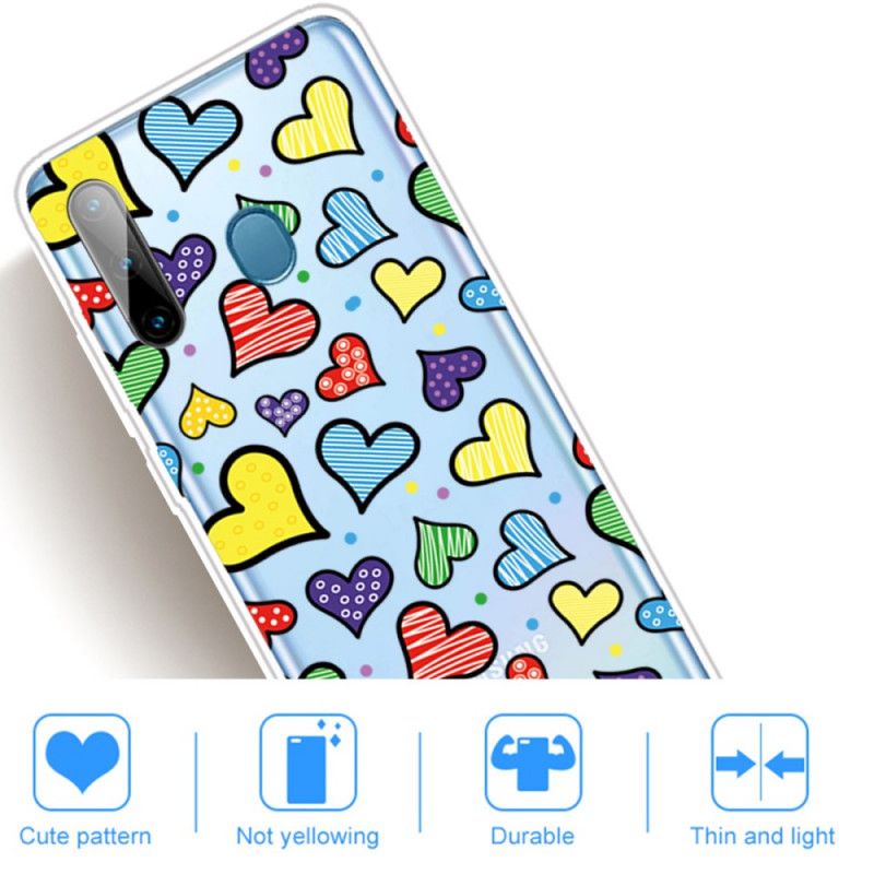 Coque Samsung Galaxy M11 Coeurs Multicolores