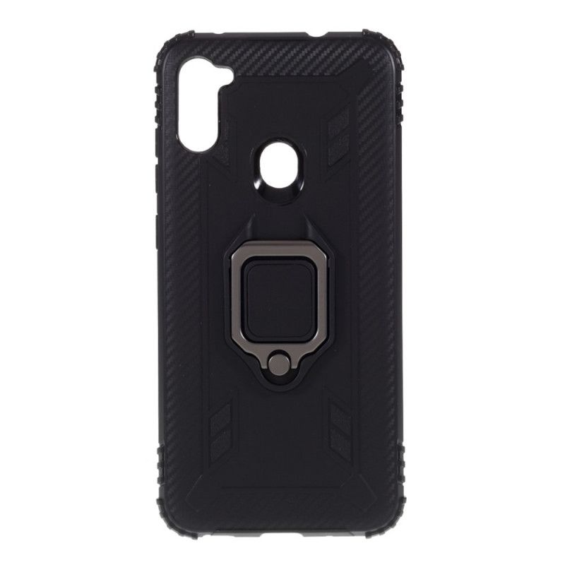 Coque Samsung Galaxy M11 Ring Et Fibre Carbone