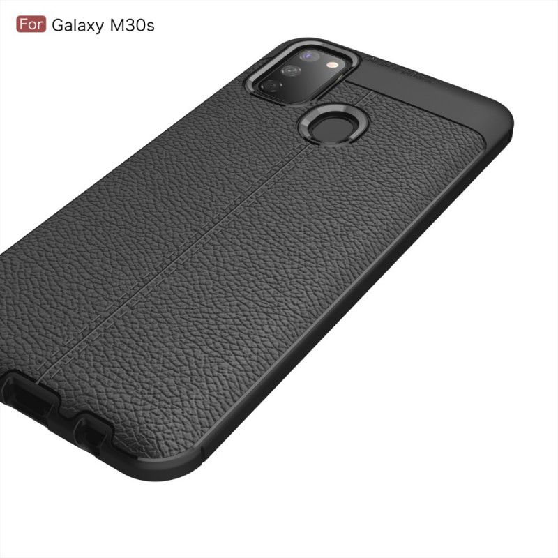 Coque Samsung Galaxy M21 Effet Cuir Litchi Double Line