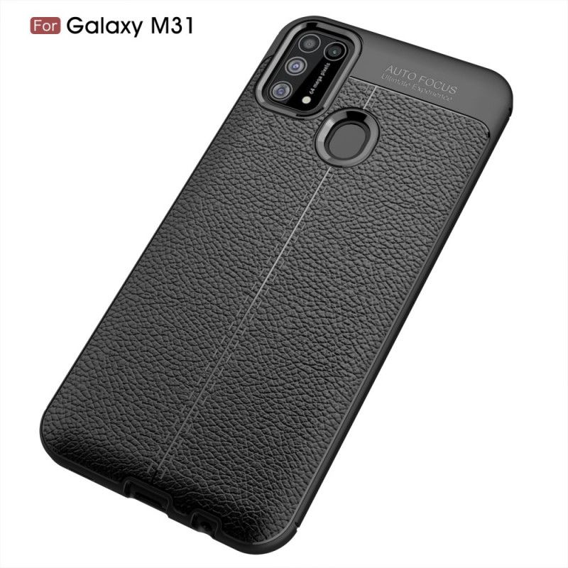 Coque Samsung Galaxy M31 Effet Cuir Litchi Double Line