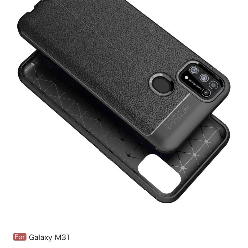 Coque Samsung Galaxy M31 Effet Cuir Litchi Double Line