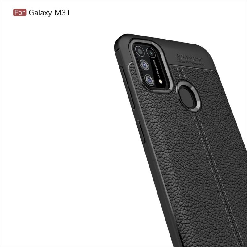 Coque Samsung Galaxy M31 Effet Cuir Litchi Double Line