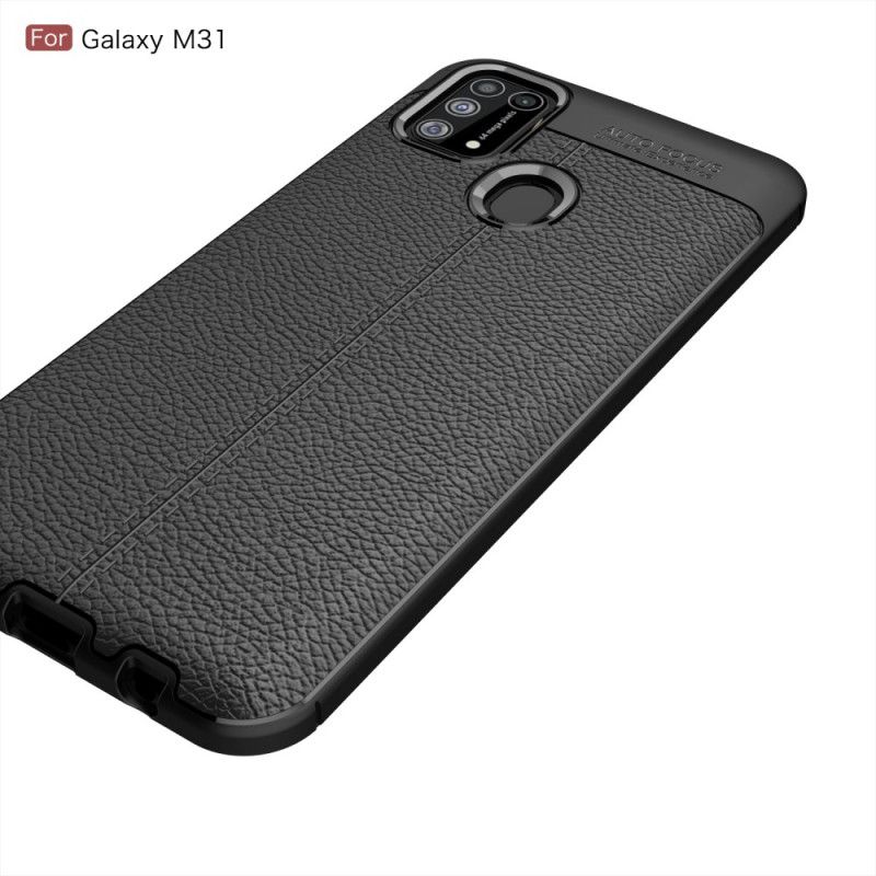 Coque Samsung Galaxy M31 Effet Cuir Litchi Double Line