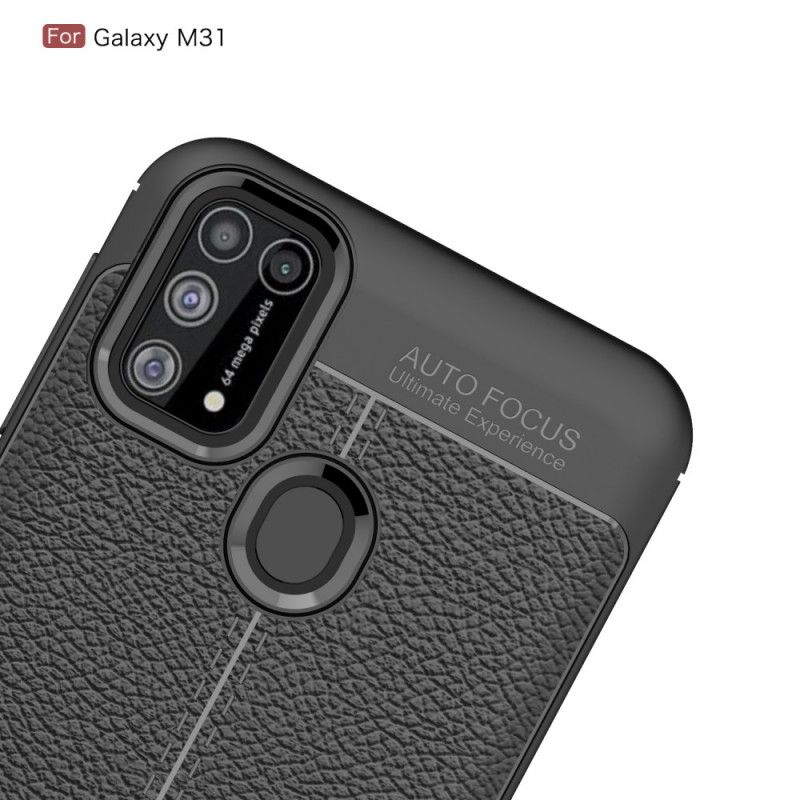 Coque Samsung Galaxy M31 Effet Cuir Litchi Double Line