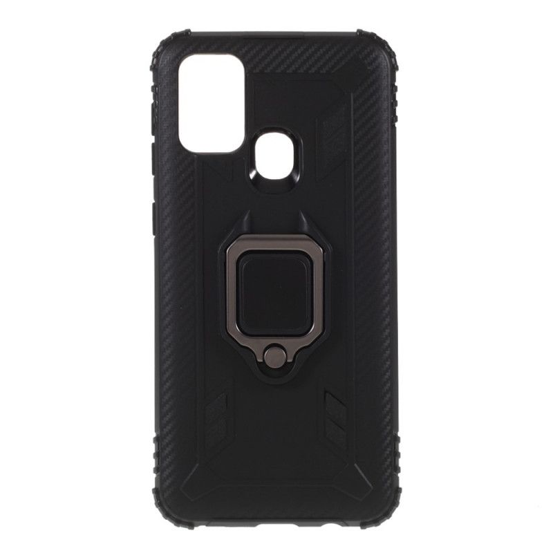 Coque Samsung Galaxy M31 Ring Et Fibre Carbone