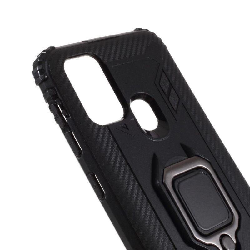 Coque Samsung Galaxy M31 Ring Et Fibre Carbone