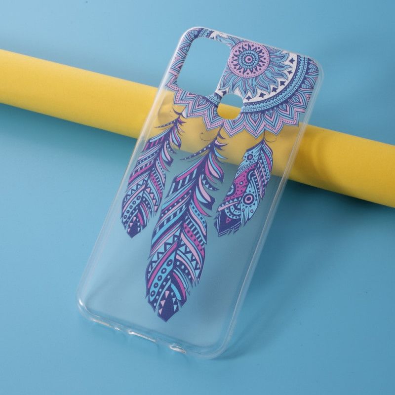 Coque Samsung Galaxy M31 Transparente Attrape Rêves Plumes Bleues