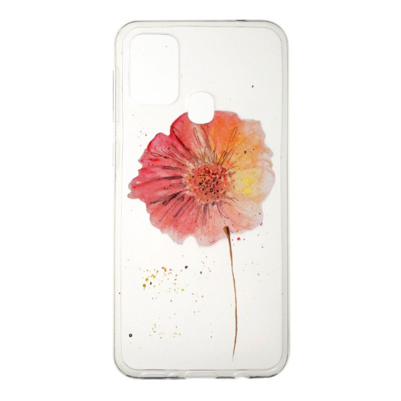 Coque Samsung Galaxy M31 Transparente Coquelicot Aquarelle