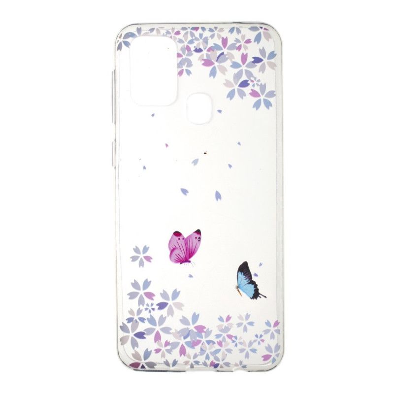 Coque Samsung Galaxy M31 Transparente Papillons Et Fleurs