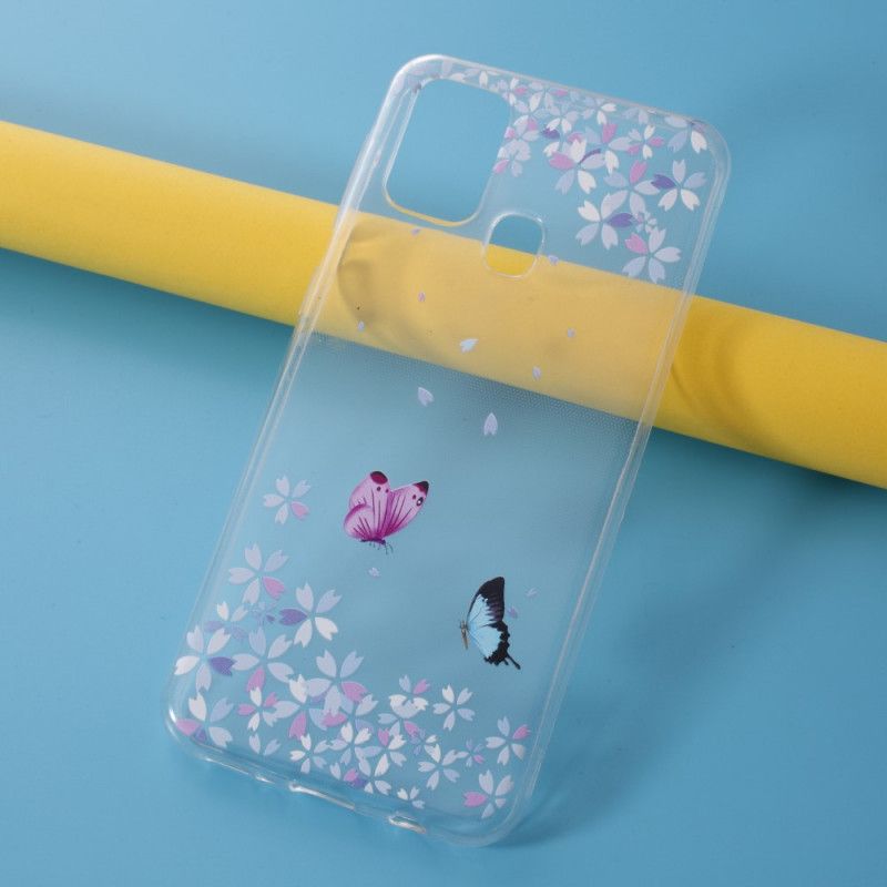 Coque Samsung Galaxy M31 Transparente Papillons Et Fleurs