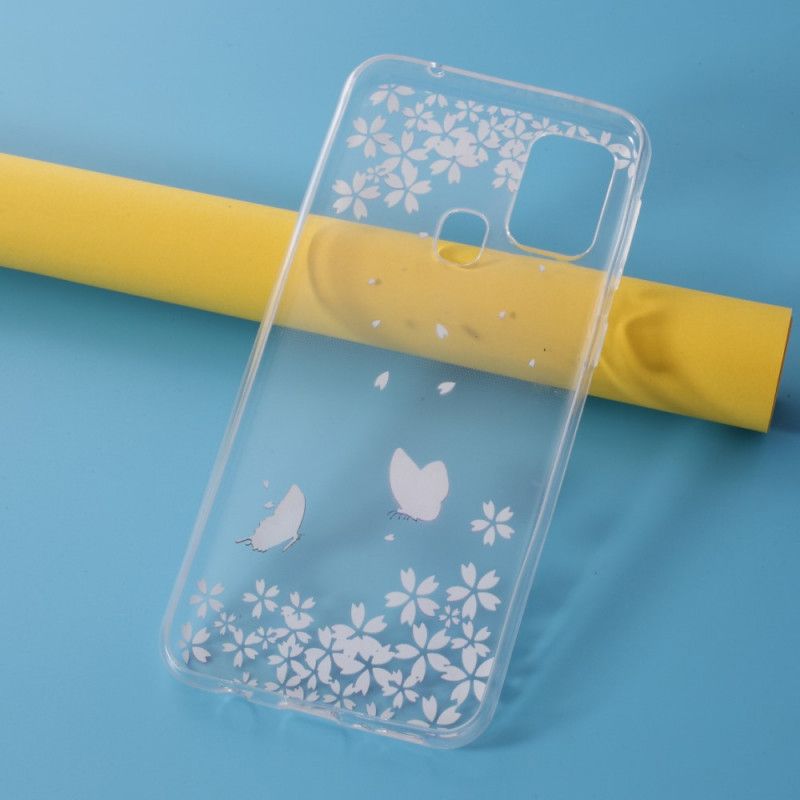 Coque Samsung Galaxy M31 Transparente Papillons Et Fleurs