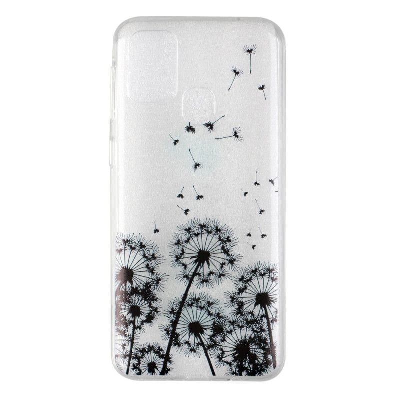 Coque Samsung Galaxy M31 Transparente Pissenlits Noirs