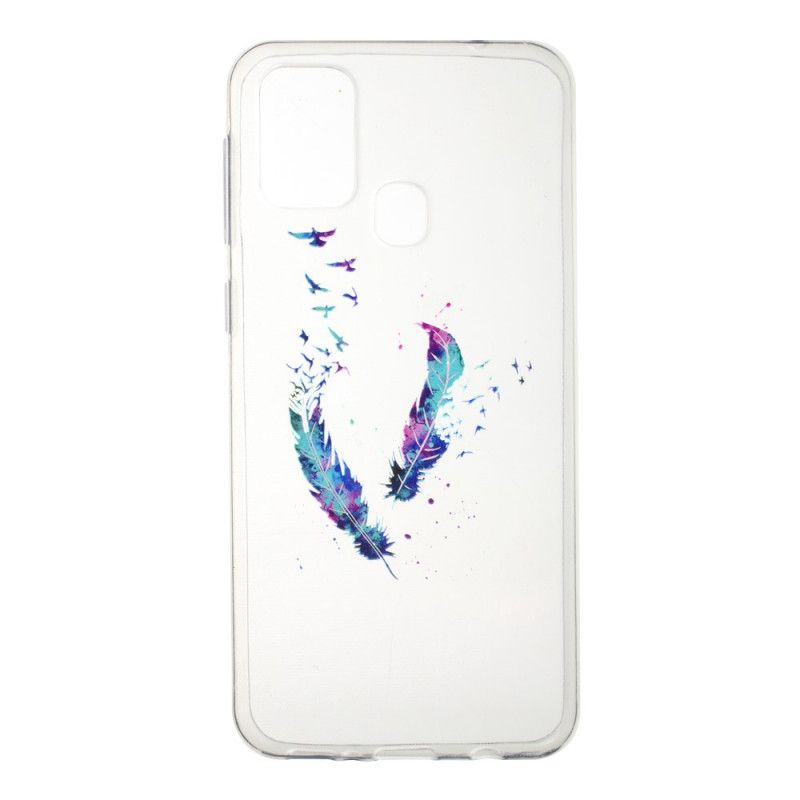 Coque Samsung Galaxy M31 Transparente Plumes