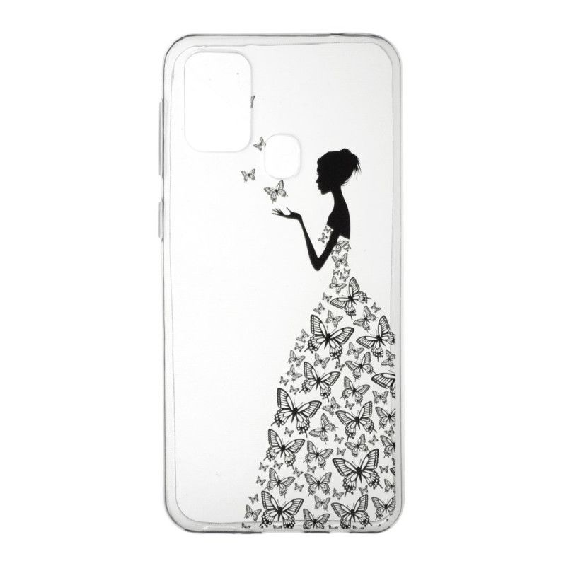 Coque Samsung Galaxy M31 Transparente Robe Papillons