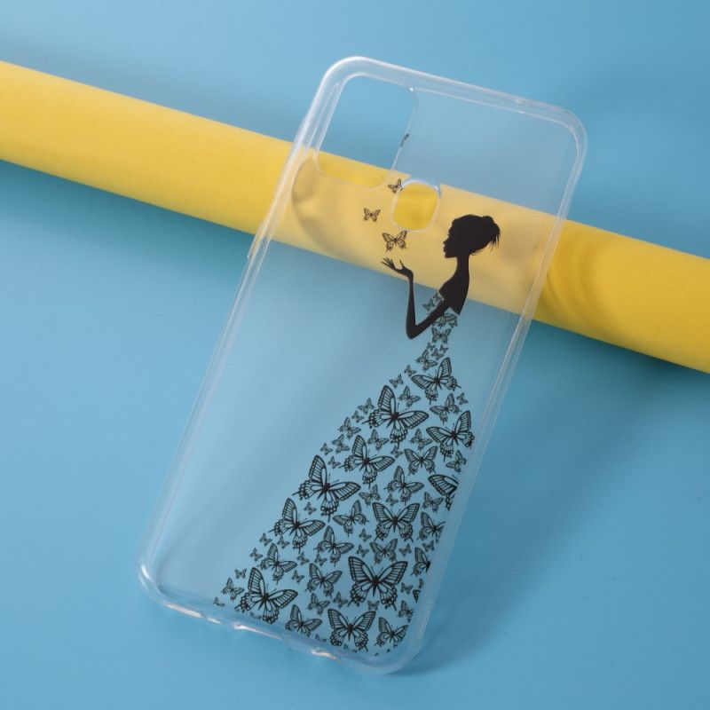 Coque Samsung Galaxy M31 Transparente Robe Papillons