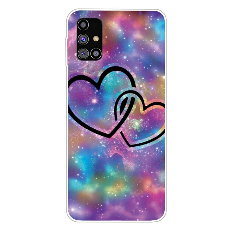 Coque Samsung Galaxy M51 Coeurs Enchaînés