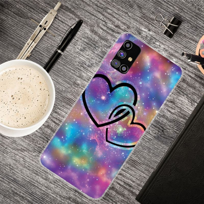 Coque Samsung Galaxy M51 Coeurs Enchaînés