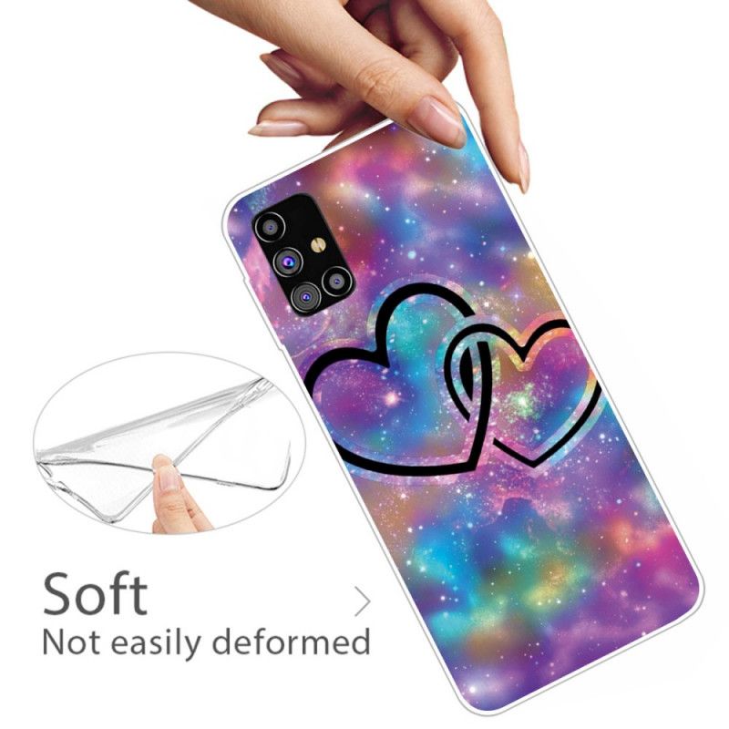 Coque Samsung Galaxy M51 Coeurs Enchaînés