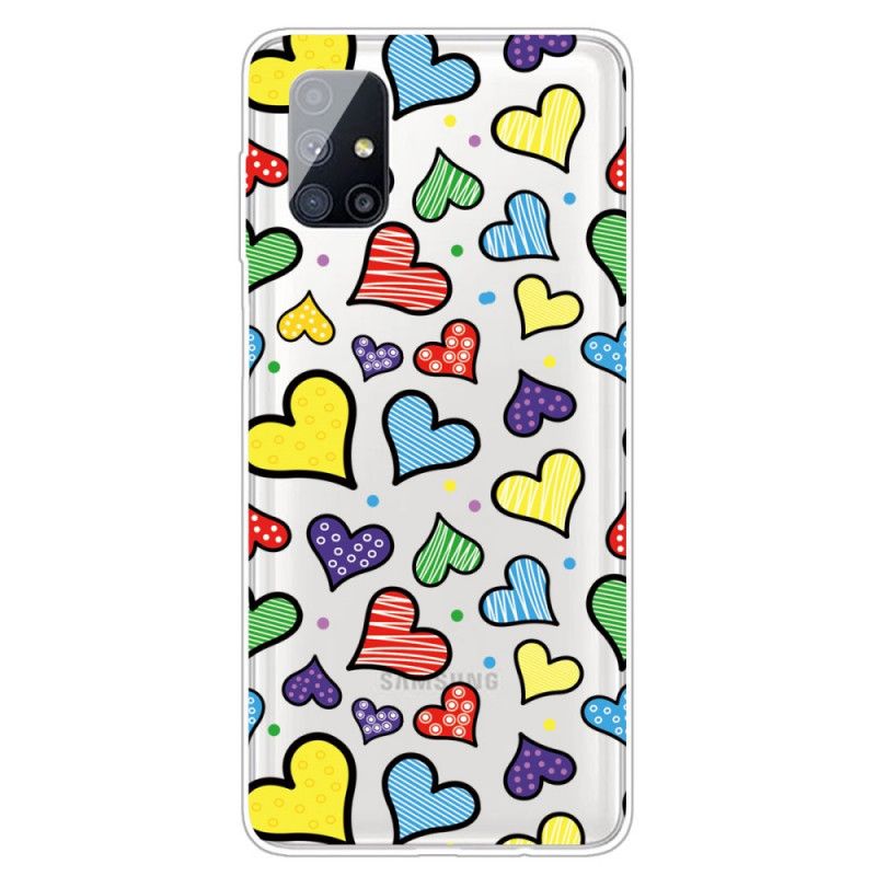 Coque Samsung Galaxy M51 Coeurs Multicolores